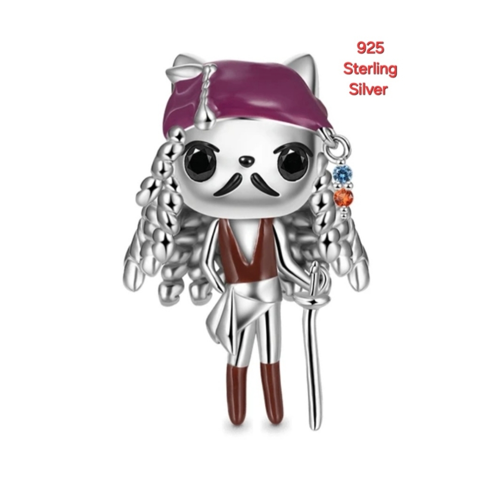 Sterling Silver 925 Jack Sparrow Pirates of the Caribbean Bracelet Charm